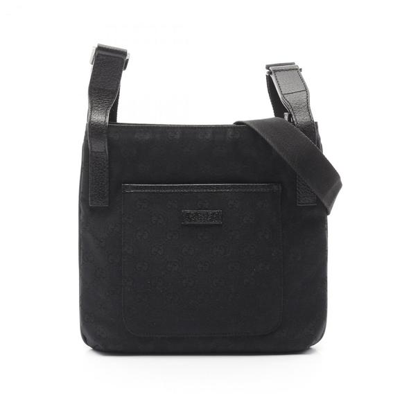 Gucci GG Canvas Shoulder Bag, and Leather, Women's, Black, 122793 - Picture 1 of 10